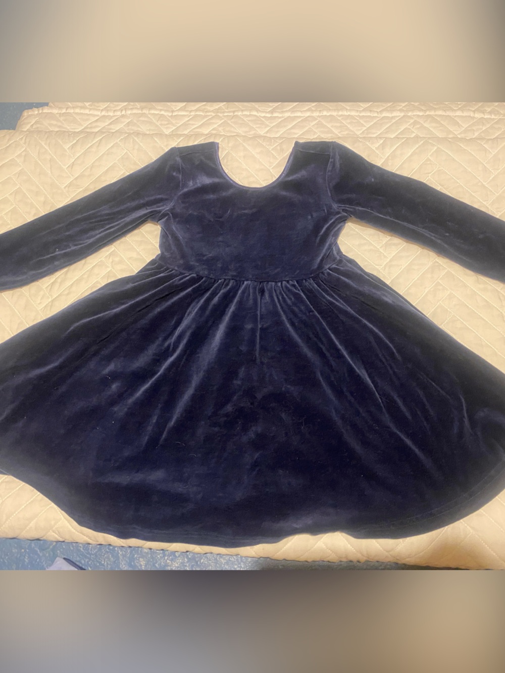 Classic Navy Velvet Long-Sleeve Kids Dress Hanna andersson